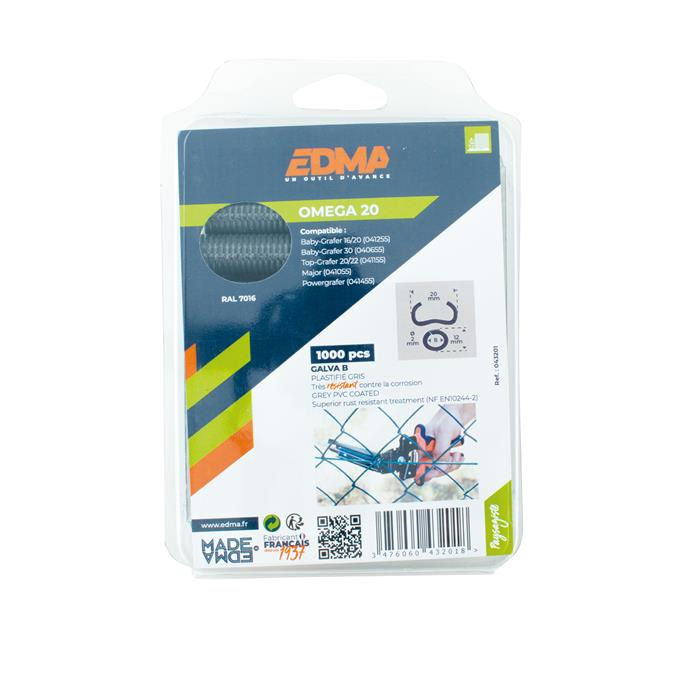 AGRAFES OMEGA 20 GRIS PLASTIFIÉES PAR 1000 PCS AGRAFES OMEGA 20 GRIS PLASTIFIÉES PAR 1000 PCS