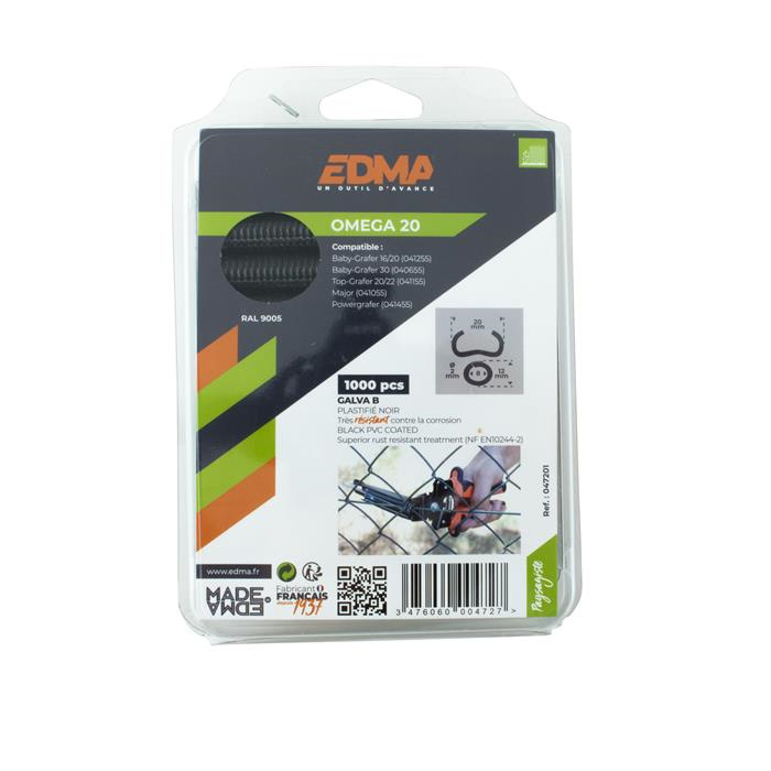 AGRAFES OMEGA 20 NOIR PLASTIFIÉES PAR 1000 PCS AGRAFES OMEGA 20 NOIR PLASTIFIÉES PAR 1000 PCS