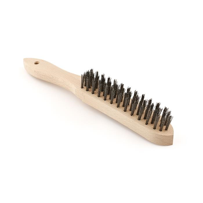 BROSSE MÉTALLIQUE FIL EN ACIER INOX DROIT AVEC MANCHE EN BOIS 4 RANGÉES BROSSE MÉTALLIQUE FIL EN ACIER INOX DROIT AVEC MANCHE EN BOIS 4 RANGÉES