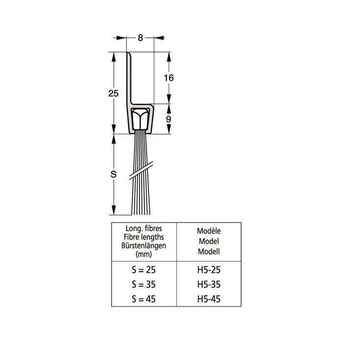 BROSSE STRIP H5-25MM ALU NATUREL 3M BROSSE STRIP H5-25MM ALU NATUREL 3M
