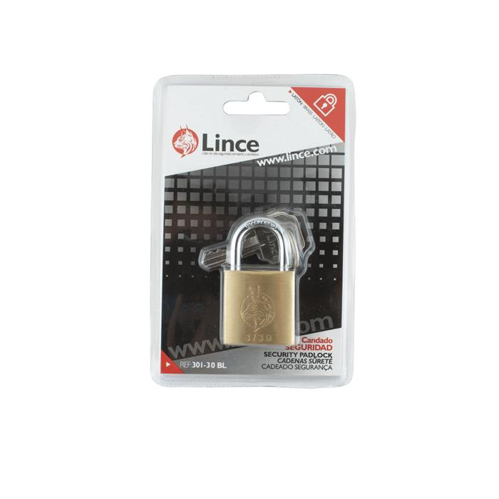 CADENAS À CYLINDRE, DOUBLE VERROUILLAGE - LAITON - ANSE LONGUE - 30 MM CADENAS À CYLINDRE, DOUBLE VERROUILLAGE - LAITON - ANSE LONGUE - 30 MM