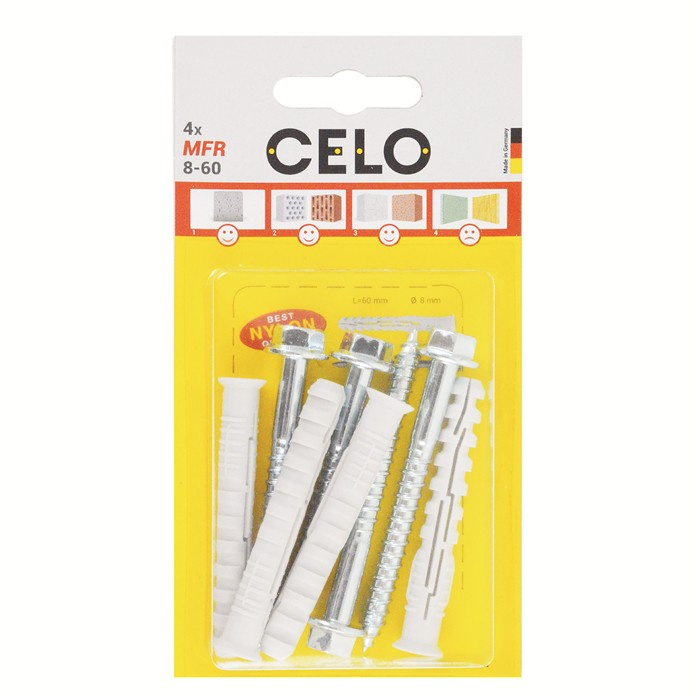 CELO CHEVILLE DE FENÊTRE HEXAGONAL MFR 8-60 SB SSKS (4) CELO CHEVILLE DE FENÊTRE HEXAGONAL MFR 8-60 SB SSKS (4)