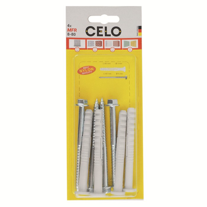 CELO CHEVILLE DE FENÊTRE VIS HEXAGONAL MFR 8-80 FB SSKS (4) CELO CHEVILLE DE FENÊTRE VIS HEXAGONAL MFR 8-80 FB SSKS (4)