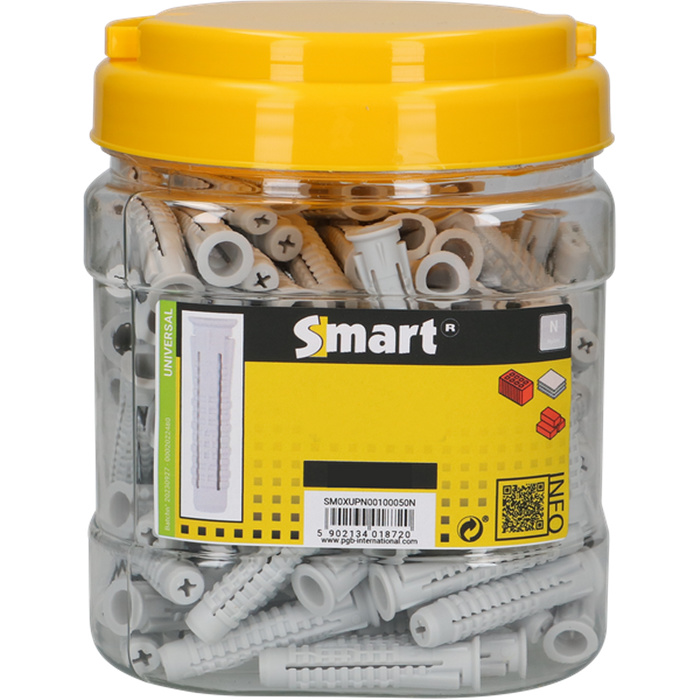 CHEVILLE UNIVERSELLE NYLON SMART TYPE XUP 10X50 AVEC COLERETTE ET 4 ZONES D EXPANSION, POUR TOUTE MATIERES DE BASE - SEAU DE 150 PIECES CHEVILLE UNIVERSELLE NYLON SMART TYPE XUP 10X50 AVEC COLERETTE ET 4 ZONES D EXPANSION, POUR TOUTE MATIERES DE BASE - SEAU DE 150 PIECES