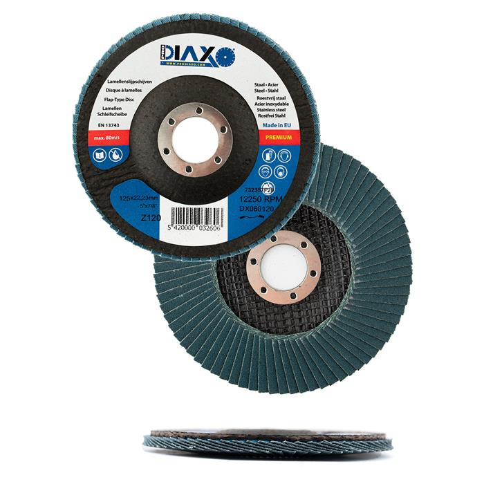 DISQUE À LAMELLES PLAT Ø 125 MM ZK40 ZIRCONIA - PREMIUM CONSTRUCTION DISQUE À LAMELLES PLAT Ø 125 MM ZK40 ZIRCONIA - PREMIUM CONSTRUCTION