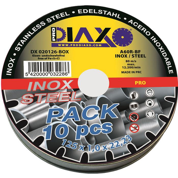 DISQUE ABRASIF INOX Ø 125 X 1,0 MM A60R-BF / PRO CONSTRUCTION - BOX 10 PCS DISQUE ABRASIF INOX Ø 125 X 1,0 MM A60R-BF / PRO CONSTRUCTION - BOX 10 PCS