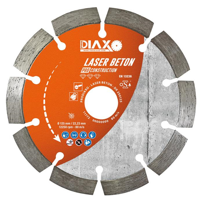 DISQUE DIAMANTÉ LASER BETON - 125 X 22,2 MM - PRO CONSTRUCTION DISQUE DIAMANTÉ LASER BETON - 125 X 22,2 MM - PRO CONSTRUCTION
