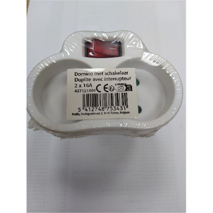 DOMINO 2X16A +INTERRUPTEUR BLANC DOMINO 2X16A +INTERRUPTEUR BLANC