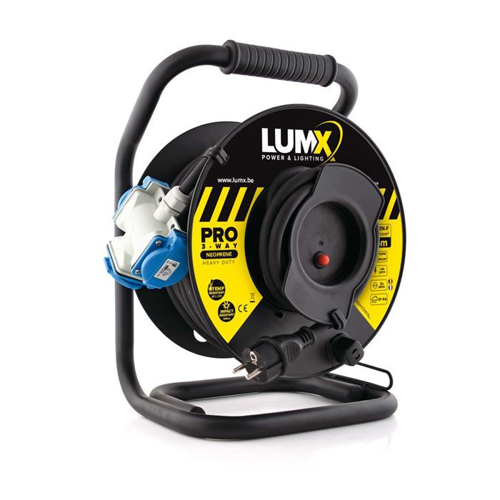 ENROULEUR DE CÂBLE PROFESSIONNEL AVEC FICHE FEMELLE TRIPLE - 25 M - PRO - 2P + T ENROULEUR DE CÂBLE PROFESSIONNEL AVEC FICHE FEMELLE TRIPLE - 25 M - PRO - 2P + T