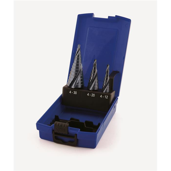 FORÊT ÉTAGÉS HSS FLÛTES À SPIRALE / SET DE 3 (4-12, 4-20, 4-30MM) FORÊT ÉTAGÉS HSS FLÛTES À SPIRALE / SET DE 3 (4-12, 4-20, 4-30MM)