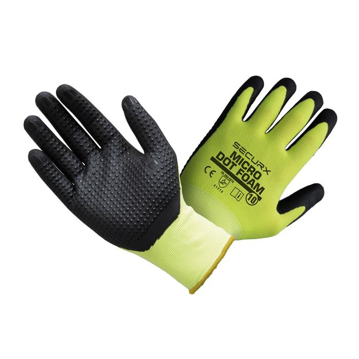 GANTS DE SÉCURITÉ MICRO DOT FOAM HI-VIZ/NOIR - 4121X / 10 GANTS DE SÉCURITÉ MICRO DOT FOAM HI-VIZ/NOIR - 4121X / 10