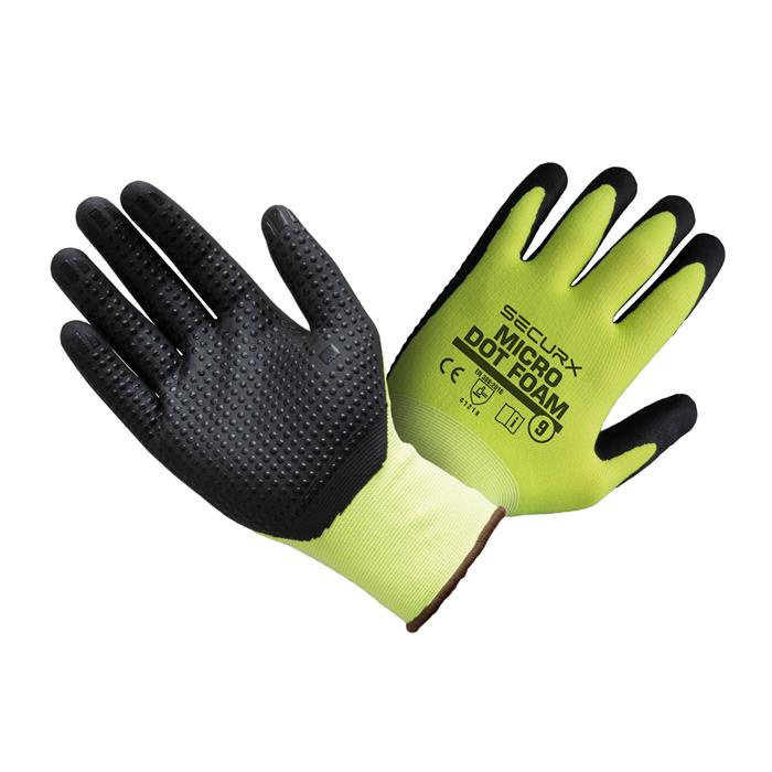 GANTS DE SÉCURITÉ MICRO DOT FOAM HI-VIZ/NOIR - 4121X / 9 GANTS DE SÉCURITÉ MICRO DOT FOAM HI-VIZ/NOIR - 4121X / 9