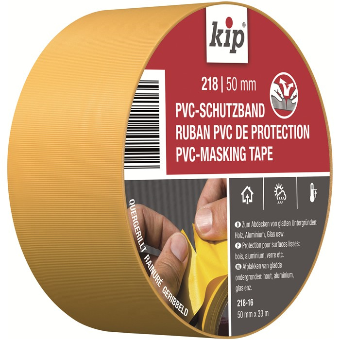 KIP 218-16 PVC MASKING STRIÉ JAUNE 50MM/33M (9PCS) KIP 218-16 PVC MASKING STRIÉ JAUNE 50MM/33M (9PCS)