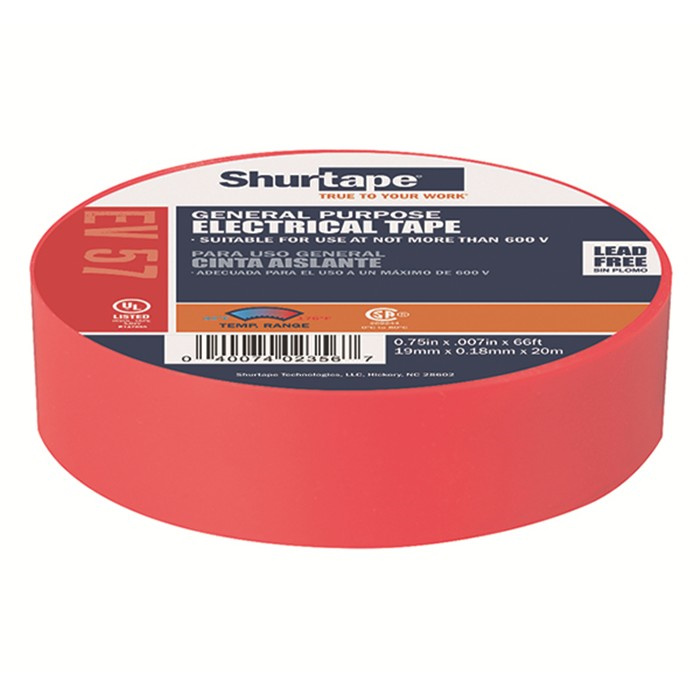 KIP 993-20 PVC RUBAN ISOLANT ÉLECTRO ROUGE 19MM/20M KIP 993-20 PVC RUBAN ISOLANT ÉLECTRO ROUGE 19MM/20M