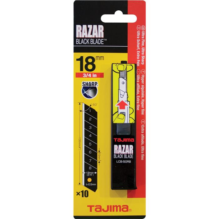 LAMES CASSABLES 18 X 0,5 MM RAZAR BLACK BLADE - PAR 10 PCS LAMES CASSABLES 18 X 0,5 MM RAZAR BLACK BLADE - PAR 10 PCS