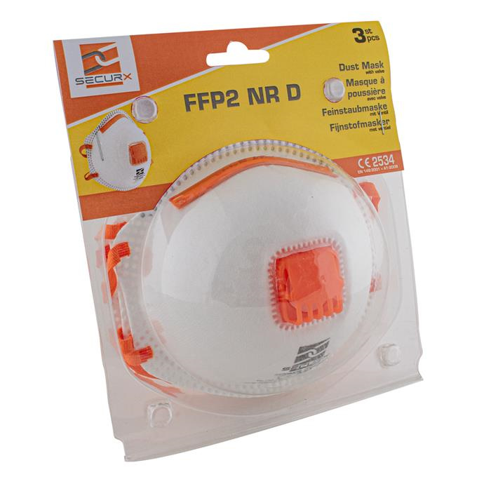 MASQUE À POUSSIÈRE SECURX - FFP2 + VALVE (PRIX/3 PCS.) MASQUE À POUSSIÈRE SECURX - FFP2 + VALVE (PRIX/3 PCS.)