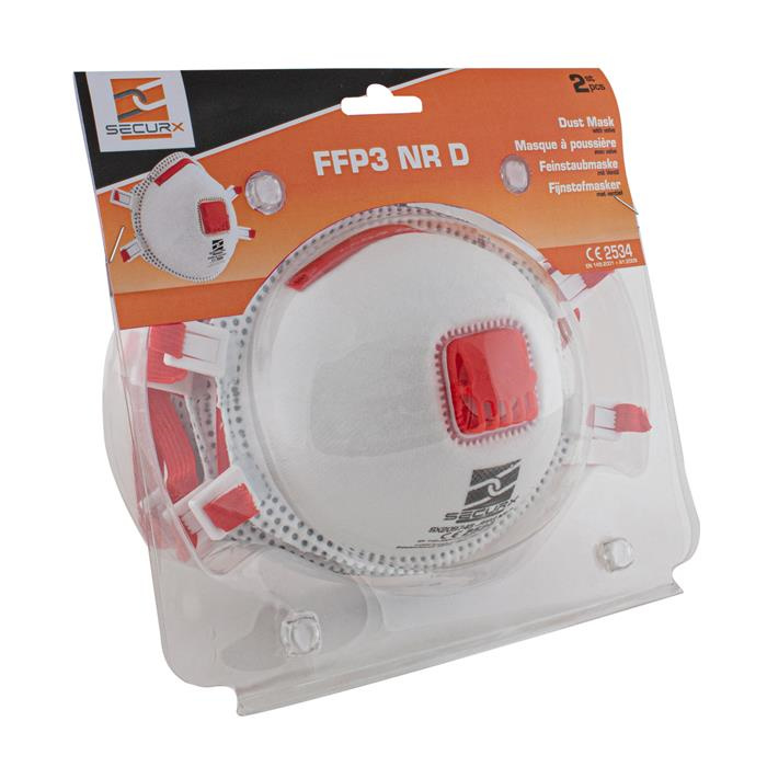MASQUE À POUSSIÈRE SECURX - FFP3 + VALVE (PRIX/2 PCS.) MASQUE À POUSSIÈRE SECURX - FFP3 + VALVE (PRIX/2 PCS.)