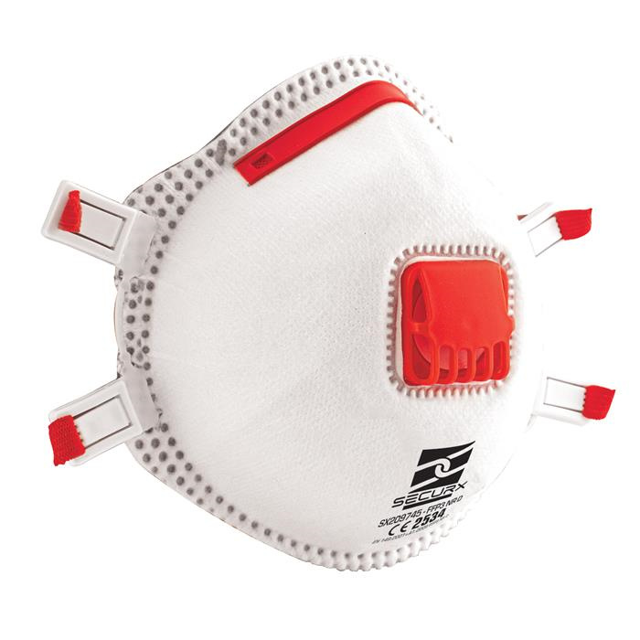MASQUE À POUSSIÈRE SECURX - FFP3 + VALVE (PRIX/5 PCS.) MASQUE À POUSSIÈRE SECURX - FFP3 + VALVE (PRIX/5 PCS.)