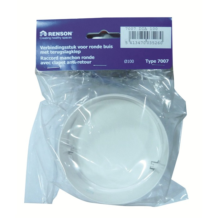 RENSON 7007 CONNECTEUR AVEC CLAPET PR TUBE RONDE DIA 100 RENSON 7007 CONNECTEUR AVEC CLAPET PR TUBE RONDE DIA 100