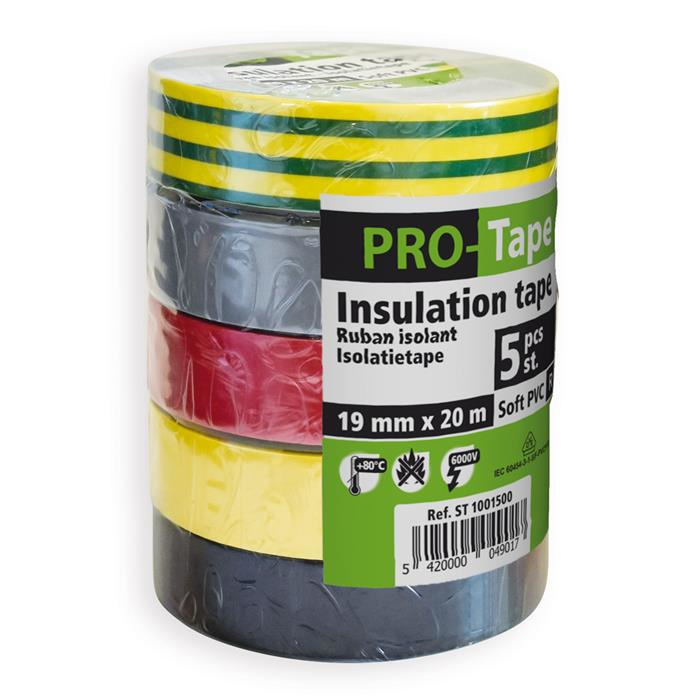 RUBAN ISOLANT 19 MM X 20M X 0,15MM, VDE / 5 COULEURS RUBAN ISOLANT 19 MM X 20M X 0,15MM, VDE / 5 COULEURS