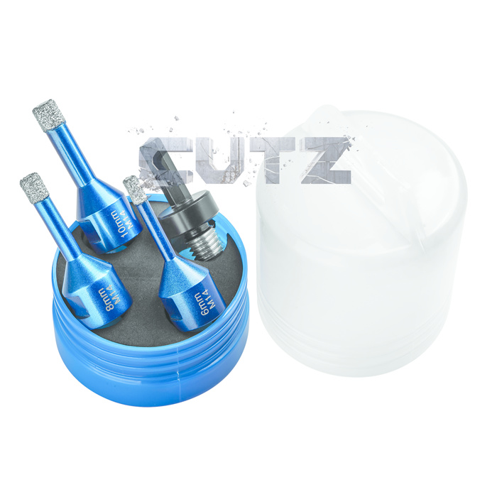 SET TRÉPANS DIAM POUR MEULEUSE M14 COMP: 1X6 1X8 1X10MM 1X ADAPTATEUR HEXAGON-M14 SET TRÉPANS DIAM POUR MEULEUSE M14 COMP: 1X6 1X8 1X10MM 1X ADAPTATEUR HEXAGON-M14