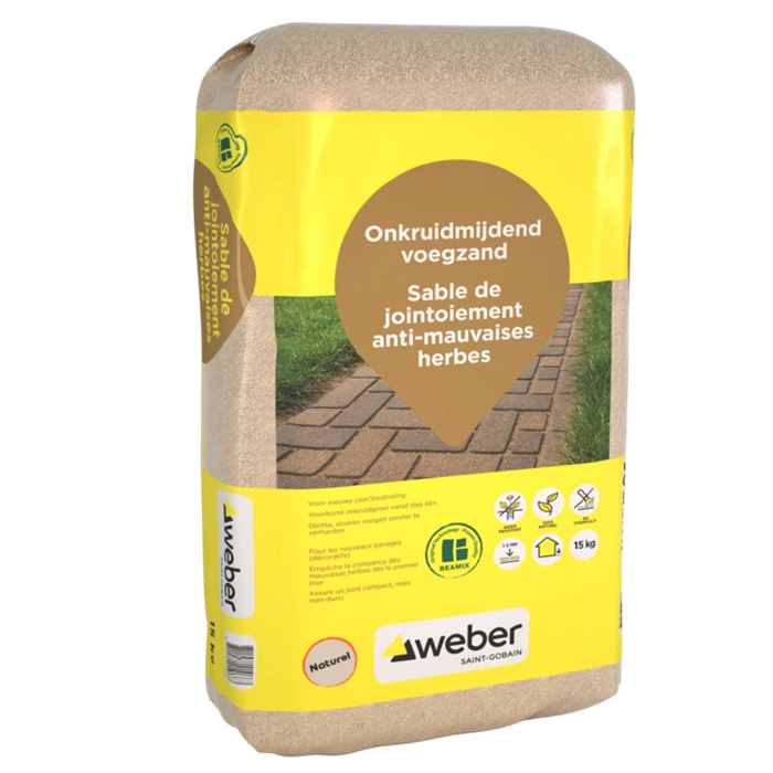 WEBER SABLE DE JOINTOIEMENT ANTI-MAUVAISES HERBES SOLIDE NATUREL 15 KG WEBER SABLE DE JOINTOIEMENT ANTI-MAUVAISES HERBES SOLIDE NATUREL 15 KG