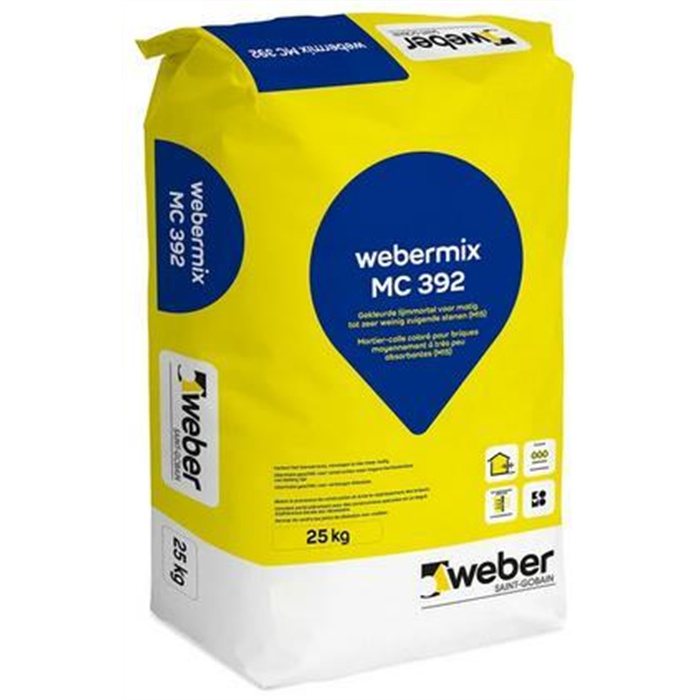 WEBERMIX MC 392 BLANC-BEIGE (CODE 2000) 25 KG MORTIER COLLE FIN 3-6 MM POUR BRIQUE IW1-IW2 WEBERMIX MC 392 BLANC-BEIGE (CODE 2000) 25 KG MORTIER COLLE FIN 3-6 MM POUR BRIQUE IW1-IW2