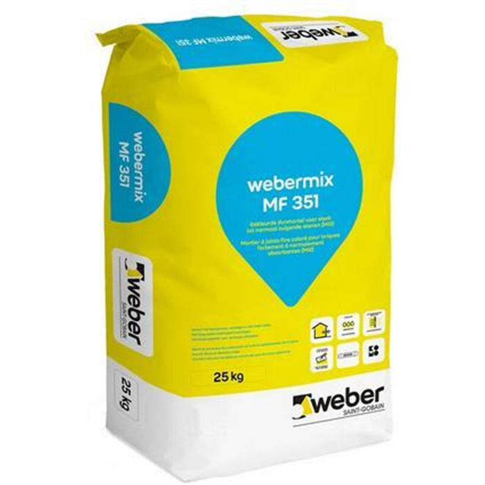 WEBERMIX MF 351 COLORÉ (CODE 2175) 25 KG MORTIER FIN 4-8 MM POUR BRIQUE IW3-IW4 WEBERMIX MF 351 COLORÉ (CODE 2175) 25 KG MORTIER FIN 4-8 MM POUR BRIQUE IW3-IW4